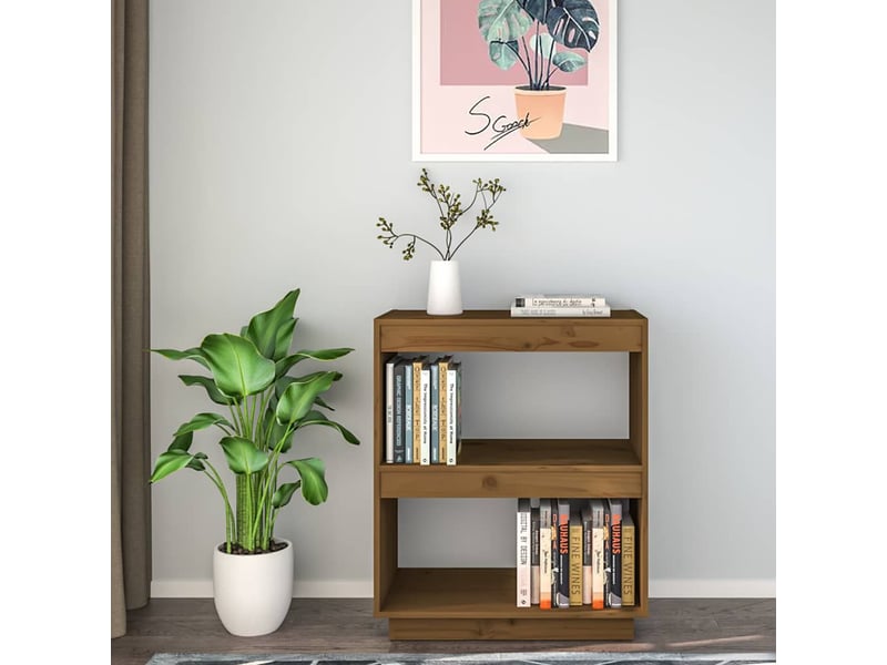  Bibliothèque, meuble de rangement salon marron miel 60x35x71 cm bois de pin massif  - Conforama C