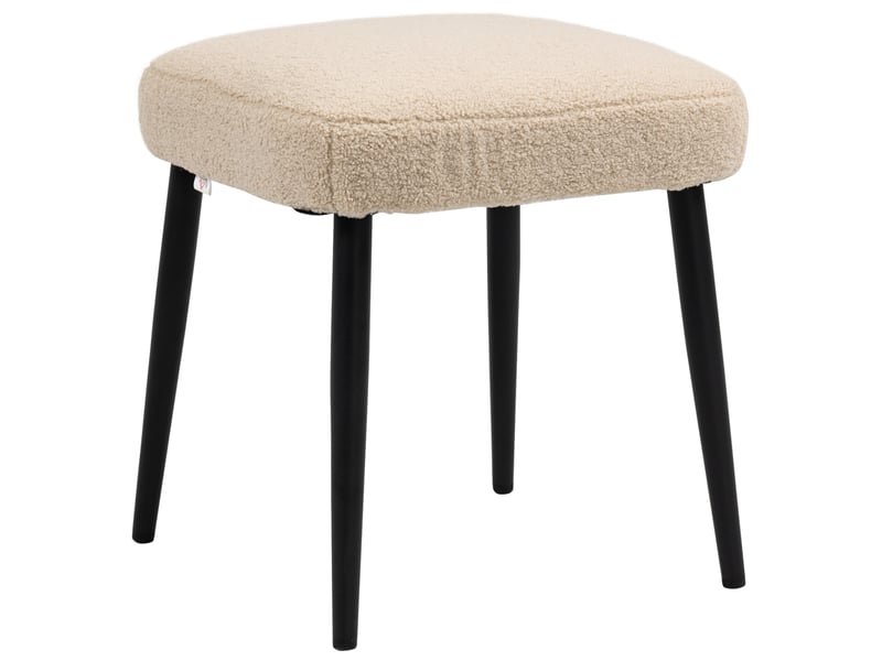  Repose-pied carré avec assise rembourrée et pieds en acier, tabouret d'appoint en polyester beige 42 × 42 × 47 cm  - Conforama A