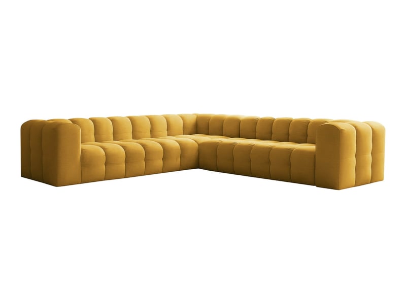  Canapé d'angle réversible miloe 6 places avec accoudoirs en velours - jaune MILOE - Conforama A