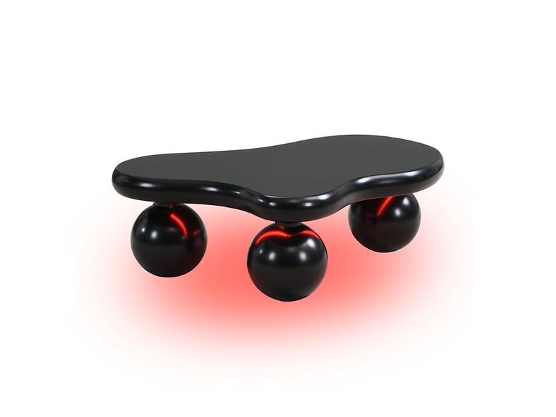  Table basse noire style nuage avec éclairage led 16 couleurs, design nuage, pieds ronds, noir  - Conforama D