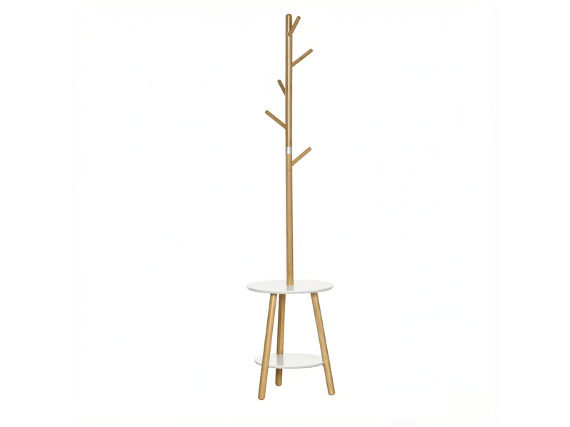  Portemanteau sur pied avec 5 crochets et étagères bambou et mdf 39.5 x 39.5 x 171 cm T5828P553598 - Conforama A
