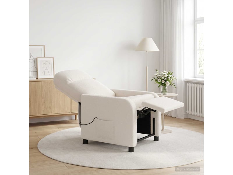  Vidaxl fauteuil de massage inclinable crème bouclé  - Conforama B