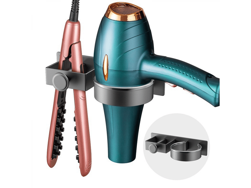Support pour sèche-cheveux, sans perçage, convient pour salle de bain, chambre, hôtel, gris bronze - Conforama A