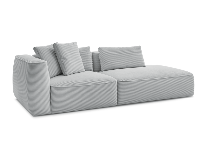  Bobochic canapé droit fixe 3 places leopold velours côtelé gris clair  accoudoir gauche LEOPOLD - Conforama A