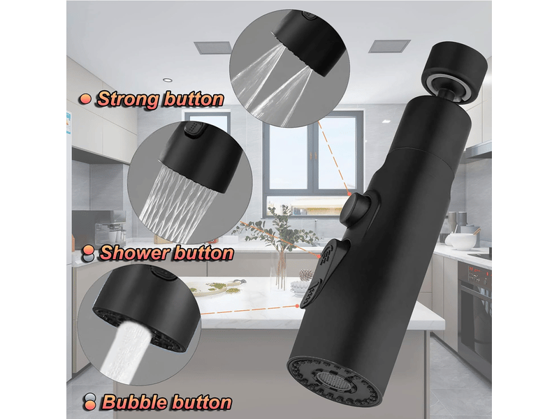 Aérateur de robinet de cuisine rotatif à 360° avec 3 modes de jet – embout économiseur d'eau - Conforama B