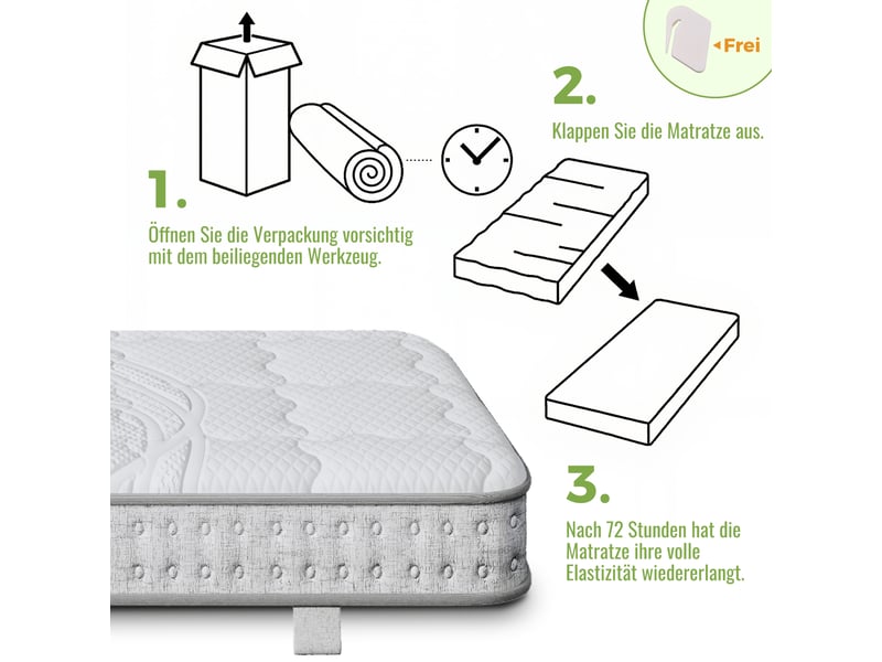  Matelas en mousse froide simple 90×200 cm h3, 7 zones et respirant - 15 cm, polyester blanc  - Conforama D