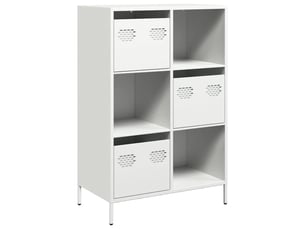 Buffet haut - bahut - meuble de rangement blanc 68x39x103,5 cm acier