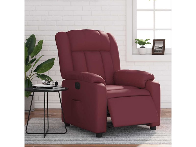 Fauteuil de bureau, fauteuil inclinable électrique rouge bordeaux similicuir shl8286  - Conforama B
