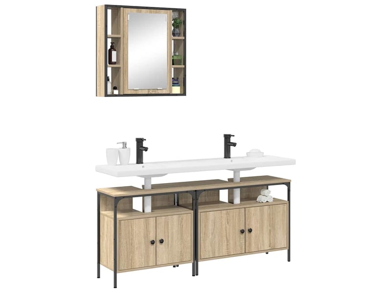  Ensemble de mobilier de salle de bain 3 pièces marron cf64485  - Conforama C