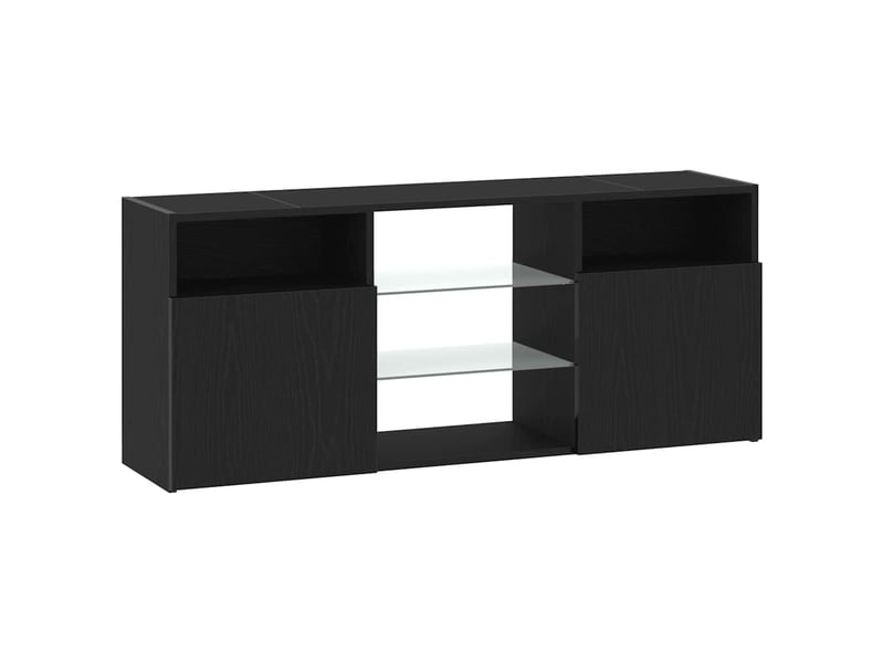 Meuble tv - banc tv - meuble de rangement avec éclairage led chêne noir 120 x 30 x 50 cm bois d'ingénierie - Conforama C