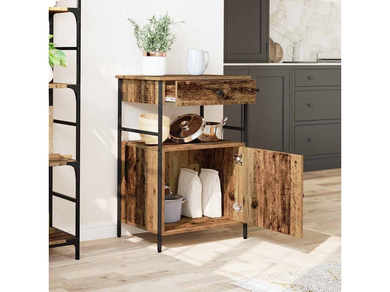  Desserte de cuisine, chariot de rangement bois ancien 56x43x89,5 cm  - Conforama D