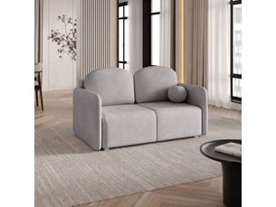 Canapé droit convertible <strong>MASSENO</strong> <strong></strong> 2 places Tissu gris avec coffre de rangement