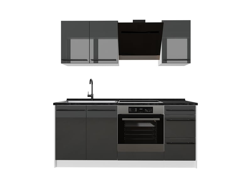 Vicco cuisine, anthracite haute brillanceblanc, 180cm plan de travail anthracite - Conforama A