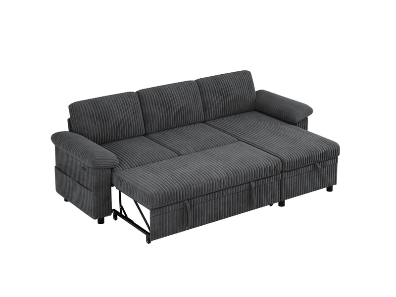  Canapé d'angle convertible 214x138,5x89 cm réversible gris  - Conforama A