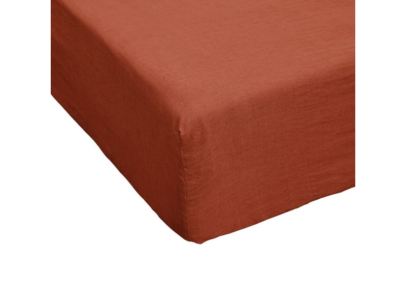  Drap housse 90x190+30 cm lin rosalie paprika PD24891 - Conforama A