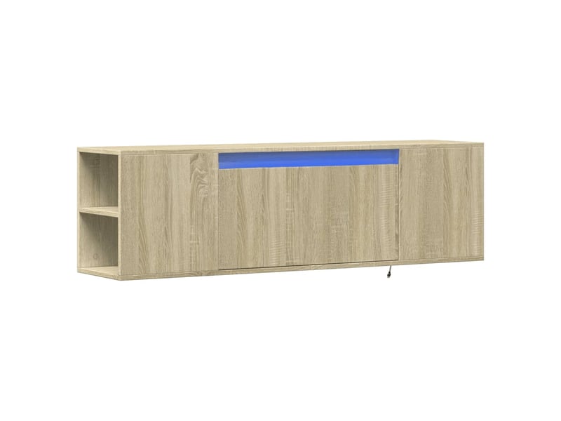  Meuble tv - banc tv - meuble de rangement mural avec lumières led chêne sonoma 135x31x39,5 cm  - Conforama C