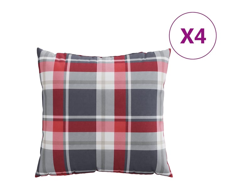  Lot de 4 coussins de canapé, coussins décoratifs motif à carreaux rouges 40 x 40 cm en tissu cf59223  - Conforama A