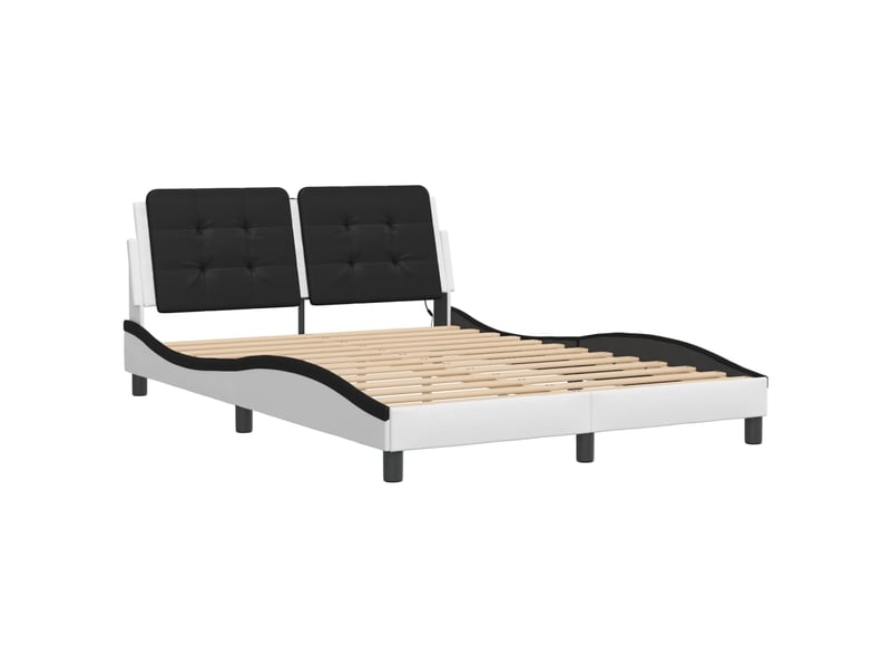 Lit double- lit adulte - cadre de lit avec led sans matelas zadar blanc et noir 120x200 cm - Conforama B
