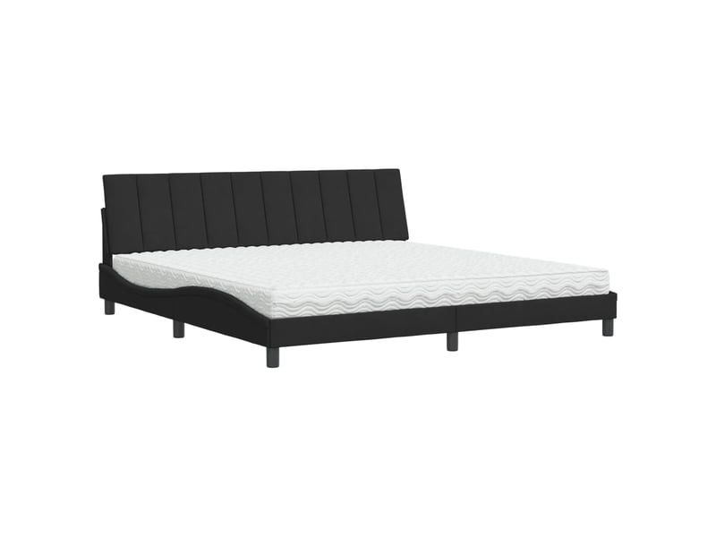  Lit avec matelas hanko noir 200x200 cm velours  - Conforama A