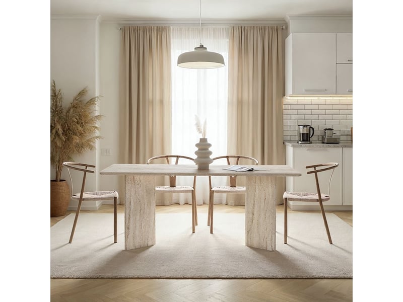 Table à manger moderne linza 180x90 cm en mélamine - beige - Conforama D
