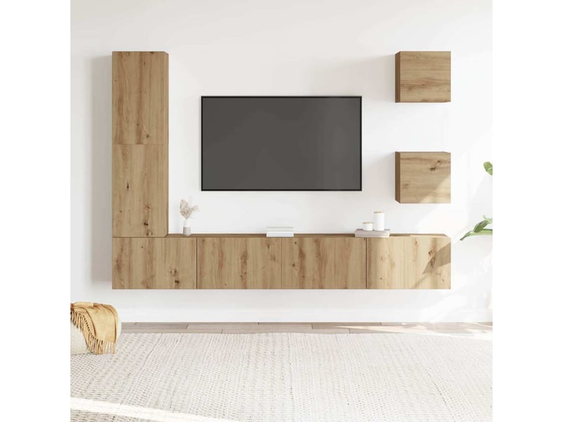  Ensemble de meuble tv - banc tv - meuble de rangement mural 5 pcs chêne artisanal  - Conforama C