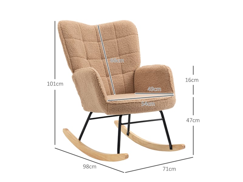  Fauteuil à bascule marron, fauteuil relax imitation peau de mouton pour salon et chambre, charge 120 kg  - Conforama C