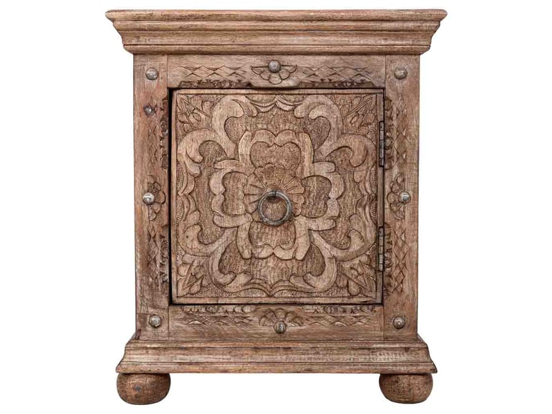  Table de chevet en bois brun fabriquée à la main, 50x40x59 cm h  - Conforama C