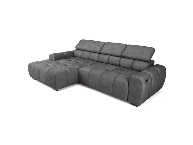 Canapé d'angle aldo avec fonction couchage, côté gauche, tissu salvador wr, graphite (15) - Conforama D