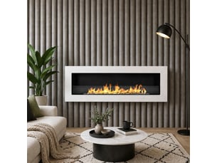 Livorno 120 - cheminée à bioéthanol murale ou encastrable 120 x 40 x 15 cm avec brûleur de 1,25 l en acier blanc