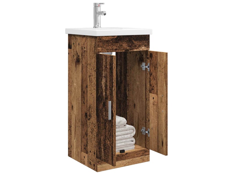  Meuble de salle de bain avec évier bois ancien shl5419  - Conforama C