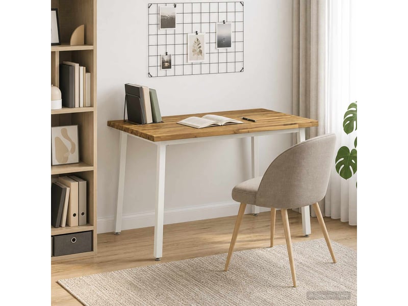  Table à manger moderne 90x55x75 cm bois d'acacia massif blanc rectangulaire shl74638  - Conforama B