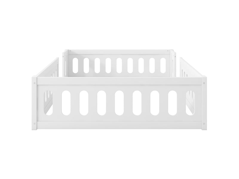  Lit simple en bois 140x200 avec garde-corps, blanc  - Conforama E