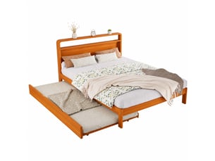 Lit gigogne 90x140/200 cm <strong>HAVRYA</strong>  <strong></strong> coloris bois foncé