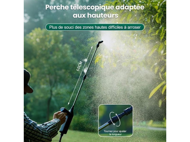  Pulvérisateur electrique jardin 5 l avec batterie rechargeable usb 3 vitesses 4 buses lance telescopique 22 a 60 cm 395393_AADBB66999_6_DROPFR - Conforama D