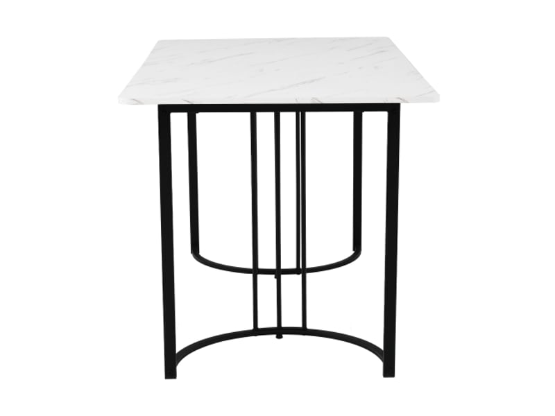  Ensemble salle à manger moderne 5 pièces – table 140×80 cm, pieds métal noir, plateau mdf blanc, chaises velours beige  - Conforama E