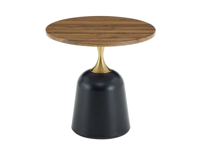  Table basse ronde avec base métallique lestée, style nordique, en mélamine, pour salon et chambre, noyer et noir  - Conforama A