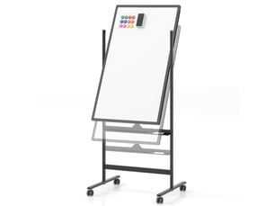 Tableau blanc double face réversible 68 x 56 x 155,5-183,5 cm avec roulettes pratiques moderne en métal noir 20_0014147