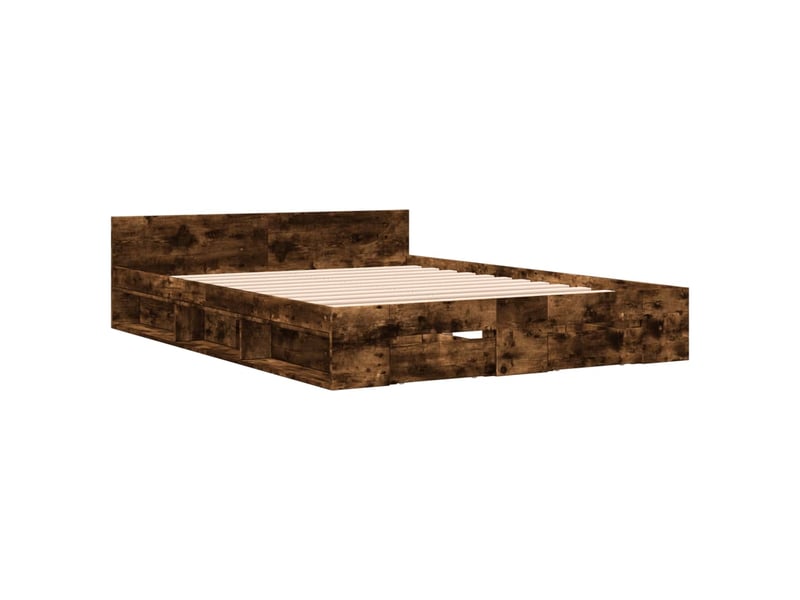  Lit double- lit adulte -  cadre de lit avec tiroirs sans matelas chêne fumé 120x190 cm  - Conforama B