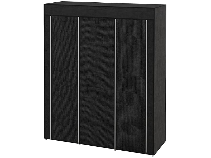  Armoire pliable en tissu, armoire portable avec 8 étagères et 2 tringles à vêtements pour la chambre, 125 x 43 x 162,5 cm, noire  - Conforama B