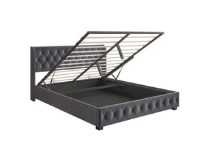 Lit coffre 140x190 cm <strong>NAHILIMI</strong> <strong></strong> coloris gris