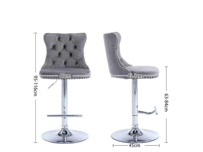  Tabouret de bar pivotant réglable avec dossier velours gris cravdom  - Conforama E