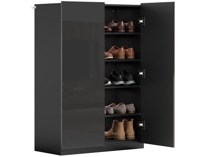Meuble à chaussures à 5 niveaux pour 20 paires de chaussures, étagères réglables, pour entrée, couloir, noir - Conforama A