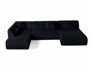 Canapé d'angle gauche fixe LISA DESIGN ONYX 7 places Velours noir