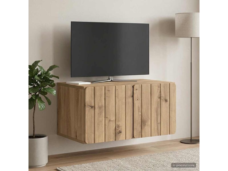 Meuble tv - banc tv - meuble de rangement mural 59,5 x 41 x 30 cm chêne artisanal  - Conforama D
