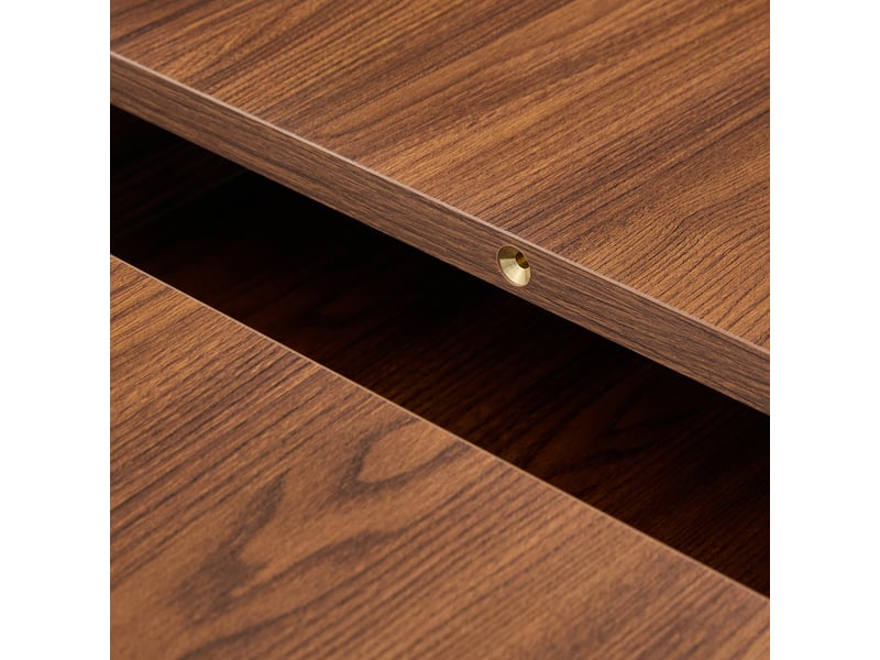 Table à manger, extensible, en noyer, avec compartiment intégré, couleur noix - Conforama W