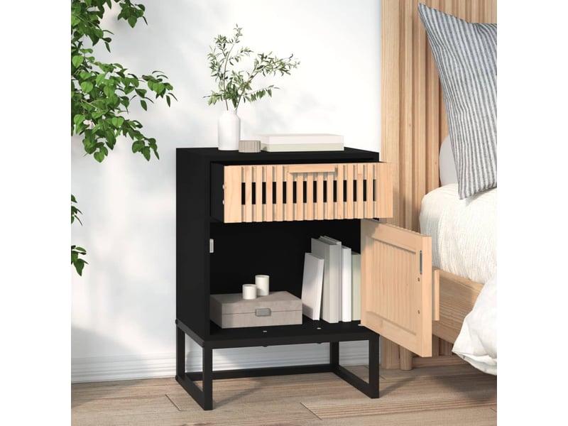Lot de 2 tables de chevet - cabinet de chevet - table de nuit noir 40x30x55,5cm bois ingénierie et fer - Conforama D