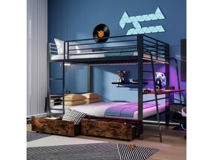 Lit mezzanine 140x200 cm <strong>OOIILLEE</strong>  <strong>Luxe haut de gamme</strong> coloris noir