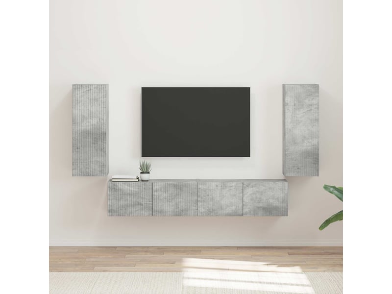  Ensemble de meuble tv - banc tv - meuble de rangement mural 4 pcs gris béton bois d'ingénierie  - Conforama B