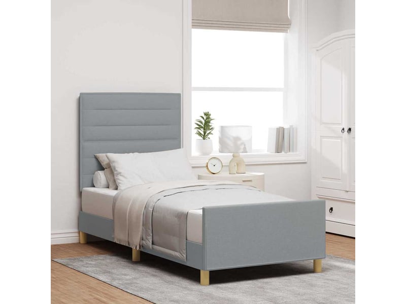 Lit adulte, lit simple, cadre de lit avec tête de lit gris clair 100x200cm tissu cf2687 - Conforama B