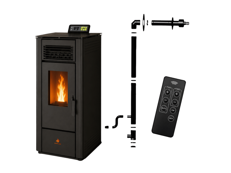 Poêle à granulés étanche emma 10 kw + kit conduit ventouse - noir - Conforama A